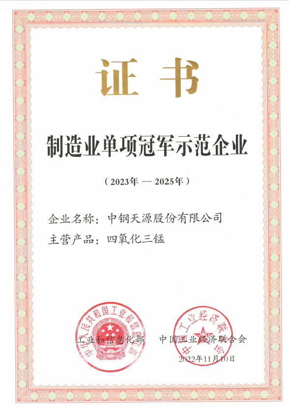 制造業(yè)單項(xiàng)冠軍示范企業(yè)